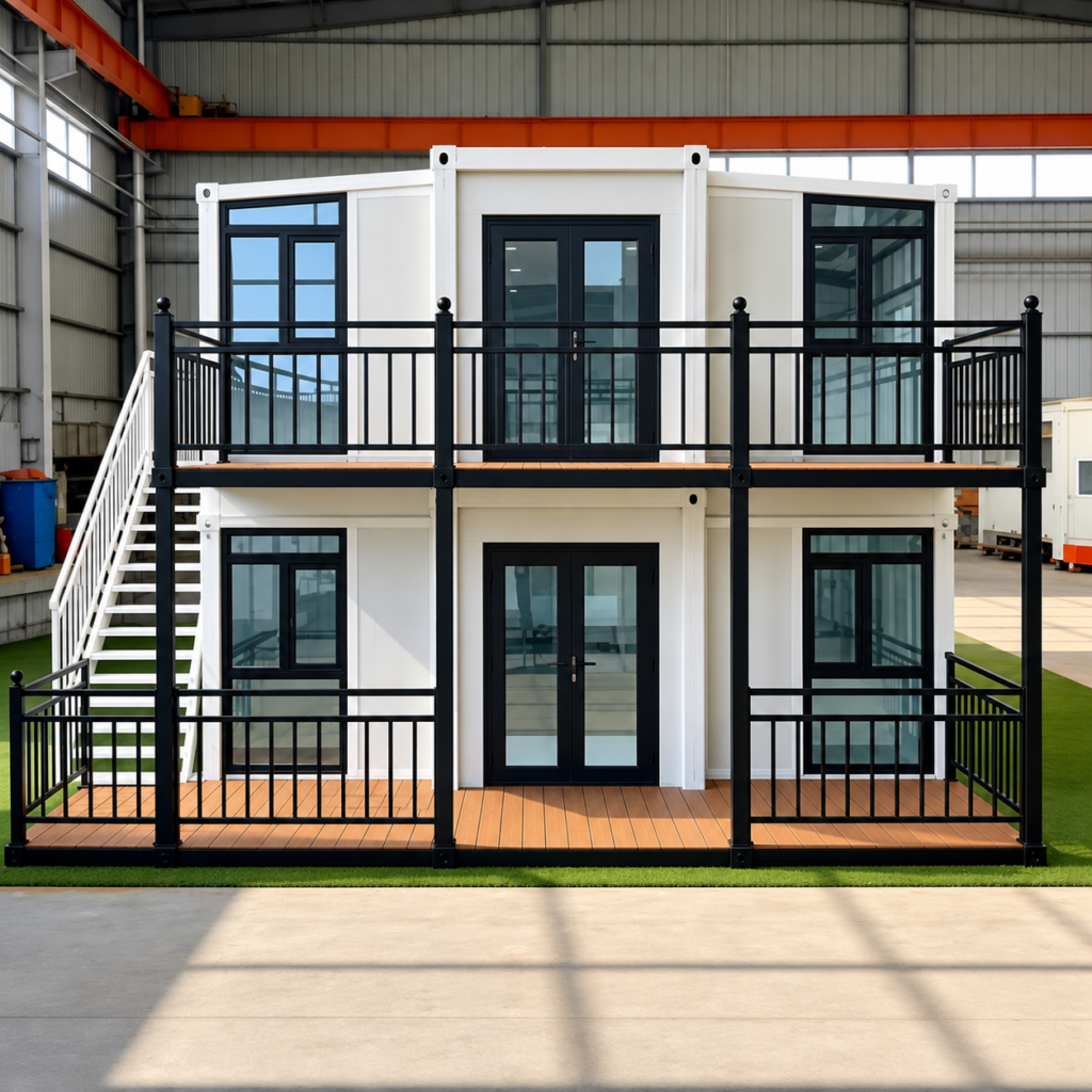 MOB SKYLINE two-storey modular home, front view in the factory